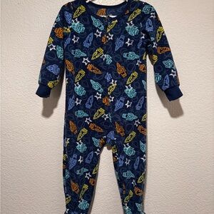 Kids Headquarters Blue and Orange rocket ship Footies